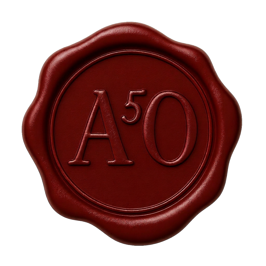 A⁵O wax seal · the mark of the Appointed Intelligence control plane
